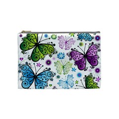 Butterfly Animals Fly Purple Green Blue Polkadot Flower Floral Star Cosmetic Bag (medium)  by Mariart