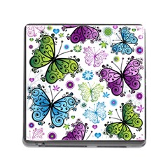 Butterfly Animals Fly Purple Green Blue Polkadot Flower Floral Star Memory Card Reader (square) by Mariart