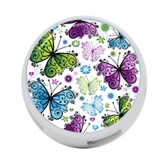 Butterfly Animals Fly Purple Green Blue Polkadot Flower Floral Star 4-port Usb Hub (one Side) by Mariart