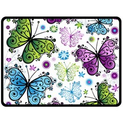 Butterfly Animals Fly Purple Green Blue Polkadot Flower Floral Star Fleece Blanket (large)  by Mariart