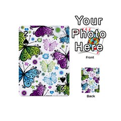 Butterfly Animals Fly Purple Green Blue Polkadot Flower Floral Star Playing Cards 54 (mini) 