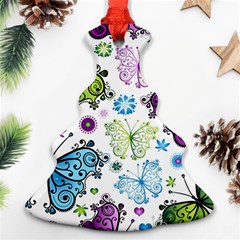 Butterfly Animals Fly Purple Green Blue Polkadot Flower Floral Star Ornament (christmas Tree)  by Mariart