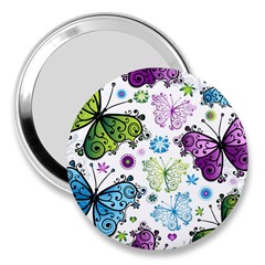 Butterfly Animals Fly Purple Green Blue Polkadot Flower Floral Star 3  Handbag Mirrors by Mariart