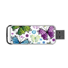 Butterfly Animals Fly Purple Green Blue Polkadot Flower Floral Star Portable Usb Flash (one Side) by Mariart