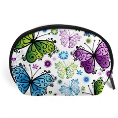 Butterfly Animals Fly Purple Green Blue Polkadot Flower Floral Star Accessory Pouches (large)  by Mariart