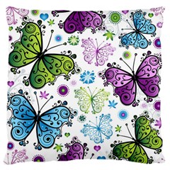 Butterfly Animals Fly Purple Green Blue Polkadot Flower Floral Star Large Flano Cushion Case (one Side) by Mariart