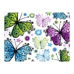 Butterfly Animals Fly Purple Green Blue Polkadot Flower Floral Star Double Sided Flano Blanket (mini)  by Mariart