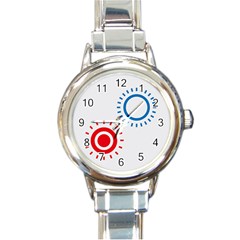 Color Light Effect Control Mode Circle Red Blue Round Italian Charm Watch by Mariart