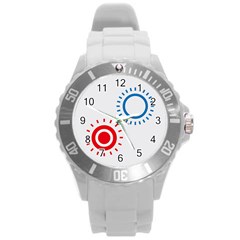 Color Light Effect Control Mode Circle Red Blue Round Plastic Sport Watch (l) by Mariart