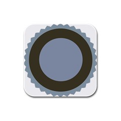 Circle Round Grey Blue Rubber Square Coaster (4 Pack) 