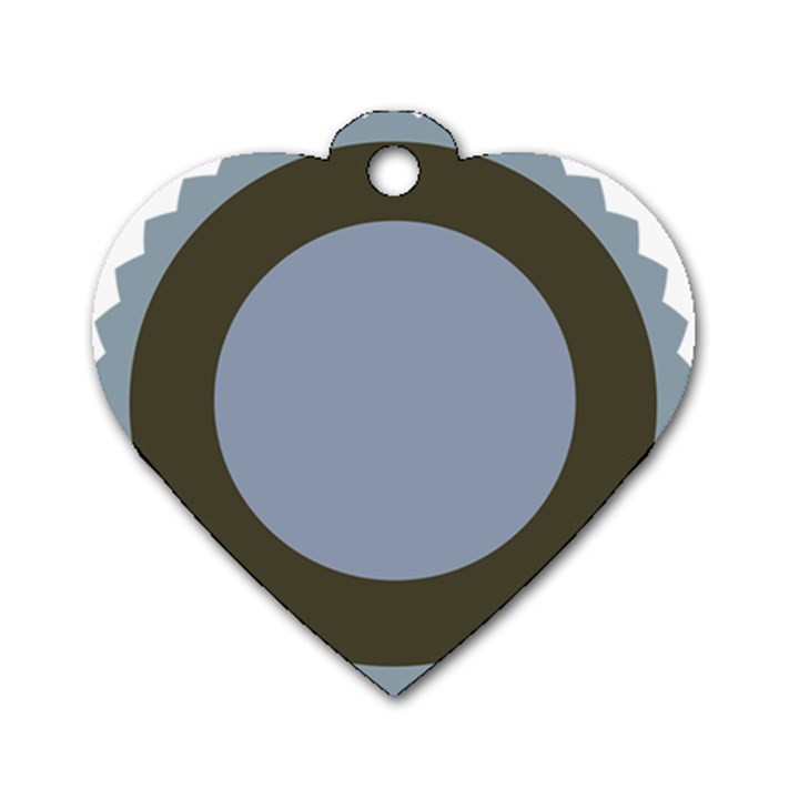 Circle Round Grey Blue Dog Tag Heart (Two Sides)