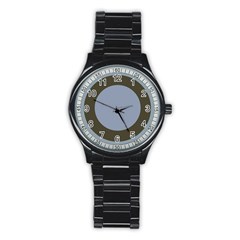 Circle Round Grey Blue Stainless Steel Round Watch by Mariart