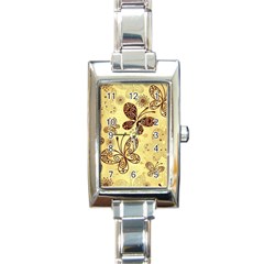 Butterfly Animals Fly Purple Gold Polkadot Flower Floral Star Sunflower Rectangle Italian Charm Watch