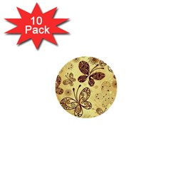 Butterfly Animals Fly Purple Gold Polkadot Flower Floral Star Sunflower 1  Mini Buttons (10 Pack) 