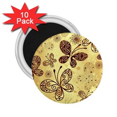 Butterfly Animals Fly Purple Gold Polkadot Flower Floral Star Sunflower 2 25  Magnets (10 Pack) 