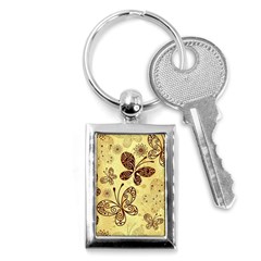 Butterfly Animals Fly Purple Gold Polkadot Flower Floral Star Sunflower Key Chains (rectangle)  by Mariart