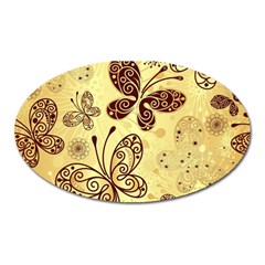 Butterfly Animals Fly Purple Gold Polkadot Flower Floral Star Sunflower Oval Magnet by Mariart