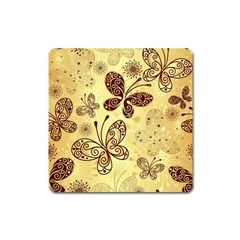 Butterfly Animals Fly Purple Gold Polkadot Flower Floral Star Sunflower Square Magnet