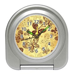 Butterfly Animals Fly Purple Gold Polkadot Flower Floral Star Sunflower Travel Alarm Clocks by Mariart