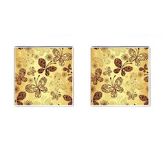 Butterfly Animals Fly Purple Gold Polkadot Flower Floral Star Sunflower Cufflinks (square) by Mariart