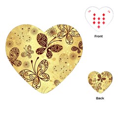 Butterfly Animals Fly Purple Gold Polkadot Flower Floral Star Sunflower Playing Cards (heart)  by Mariart