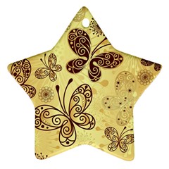 Butterfly Animals Fly Purple Gold Polkadot Flower Floral Star Sunflower Star Ornament (two Sides) by Mariart