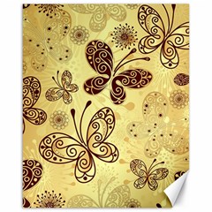 Butterfly Animals Fly Purple Gold Polkadot Flower Floral Star Sunflower Canvas 16  X 20   by Mariart