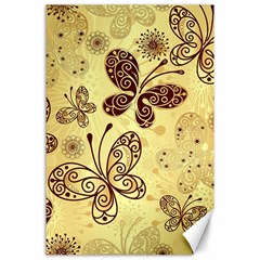 Butterfly Animals Fly Purple Gold Polkadot Flower Floral Star Sunflower Canvas 24  X 36  by Mariart