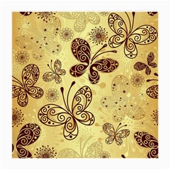 Butterfly Animals Fly Purple Gold Polkadot Flower Floral Star Sunflower Medium Glasses Cloth (2-side) by Mariart