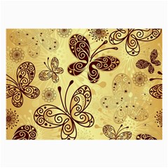 Butterfly Animals Fly Purple Gold Polkadot Flower Floral Star Sunflower Large Glasses Cloth (2-side) by Mariart