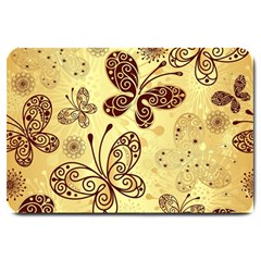 Butterfly Animals Fly Purple Gold Polkadot Flower Floral Star Sunflower Large Doormat  by Mariart