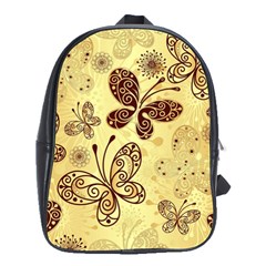 Butterfly Animals Fly Purple Gold Polkadot Flower Floral Star Sunflower School Bags(large)  by Mariart