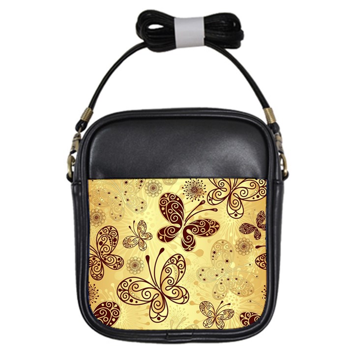 Butterfly Animals Fly Purple Gold Polkadot Flower Floral Star Sunflower Girls Sling Bags