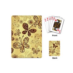 Butterfly Animals Fly Purple Gold Polkadot Flower Floral Star Sunflower Playing Cards (mini)  by Mariart