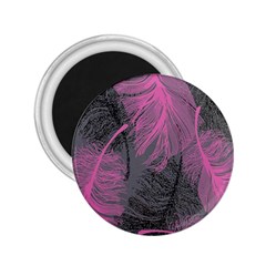 Feathers Quill Pink Grey 2 25  Magnets by Mariart