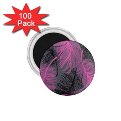 Feathers Quill Pink Grey 1 75  Magnets (100 Pack)  by Mariart