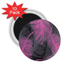 Feathers Quill Pink Grey 2 25  Magnets (10 Pack)  by Mariart