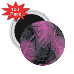 Feathers Quill Pink Grey 2 25  Magnets (100 Pack) 