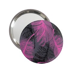 Feathers Quill Pink Grey 2 25  Handbag Mirrors by Mariart