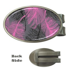 Feathers Quill Pink Grey Money Clips (oval) 