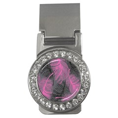 Feathers Quill Pink Grey Money Clips (cz)  by Mariart