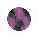 Feathers Quill Pink Grey Rubber Coaster (Round)  Front