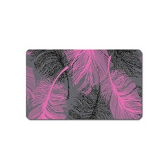 Feathers Quill Pink Grey Magnet (name Card) by Mariart