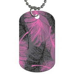 Feathers Quill Pink Grey Dog Tag (one Side) by Mariart