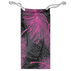 Feathers Quill Pink Grey Jewelry Bag by Mariart