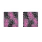 Feathers Quill Pink Grey Cufflinks (Square) Front(Pair)