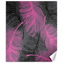 Feathers Quill Pink Grey Canvas 8  X 10  by Mariart