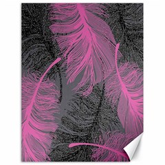 Feathers Quill Pink Grey Canvas 18  X 24   by Mariart