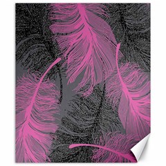 Feathers Quill Pink Grey Canvas 20  X 24   by Mariart