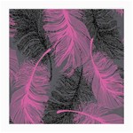 Feathers Quill Pink Grey Medium Glasses Cloth (2-Side) Front